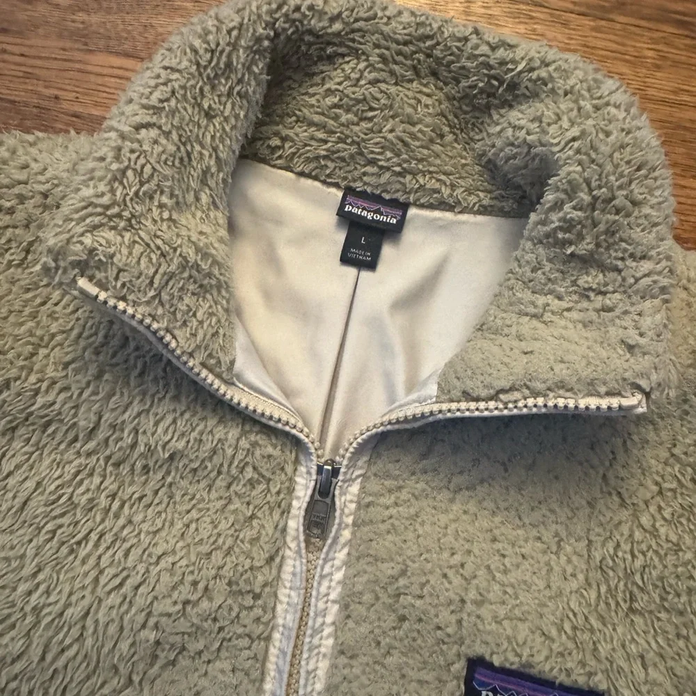#688 Patagonia Los Gatos Fleece Jacket Women's LARGE 16 High Pile Boa Beige - Picture 4 of 12